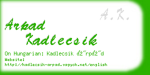 arpad kadlecsik business card